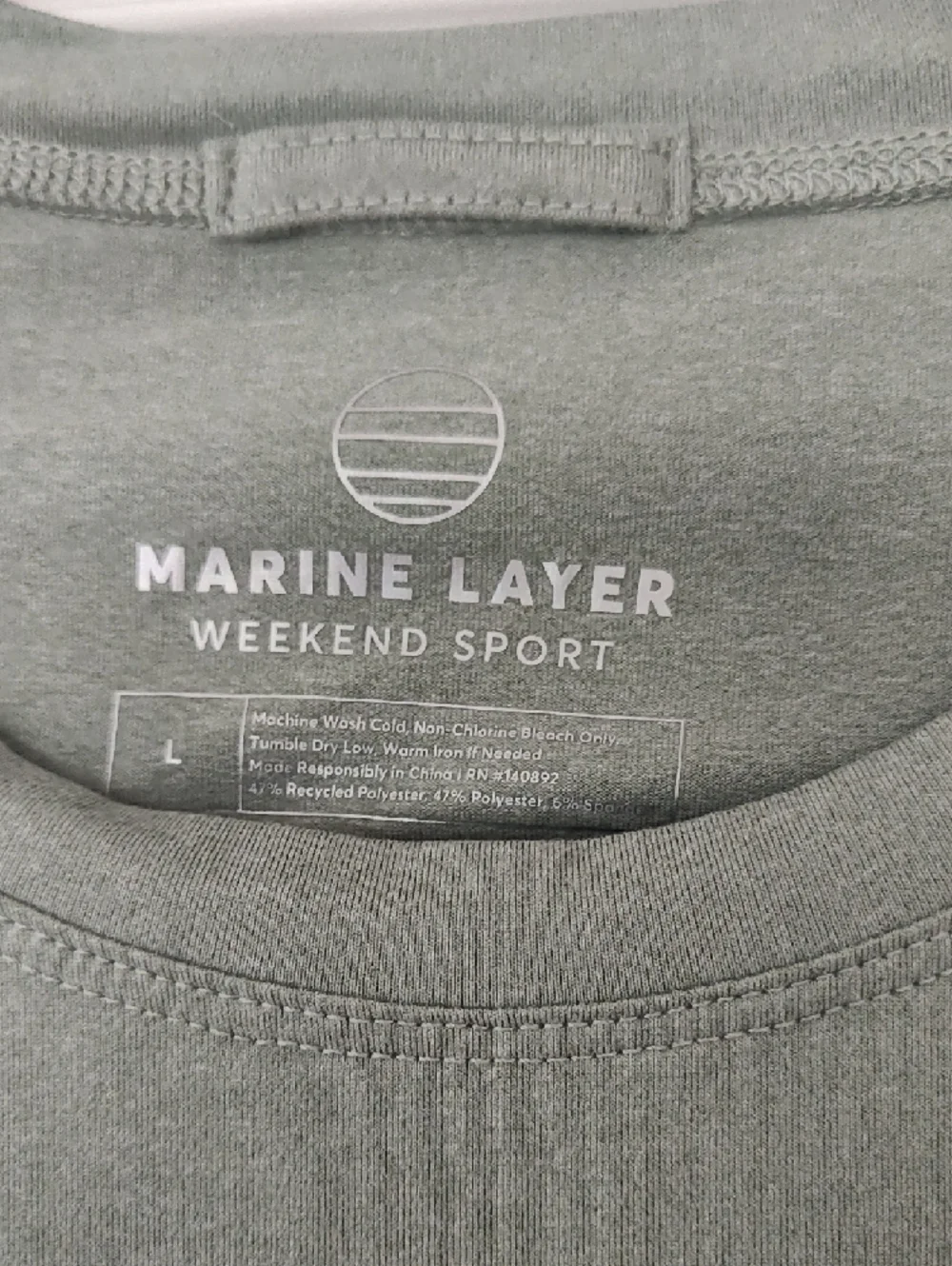 Marine Layer Sage Green Short Sleeve Tee with Sunset Palm Graphic - Picture 2 of 3